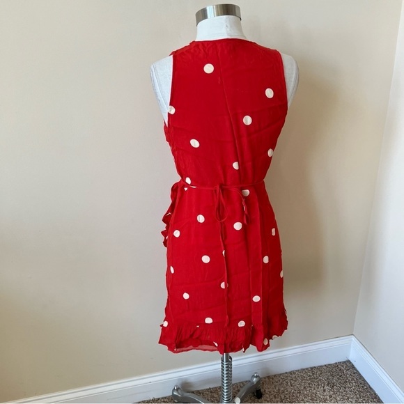 Rails Madison polka dot patterned chiffon wrap dress red 950 - Picture 9 of 14
